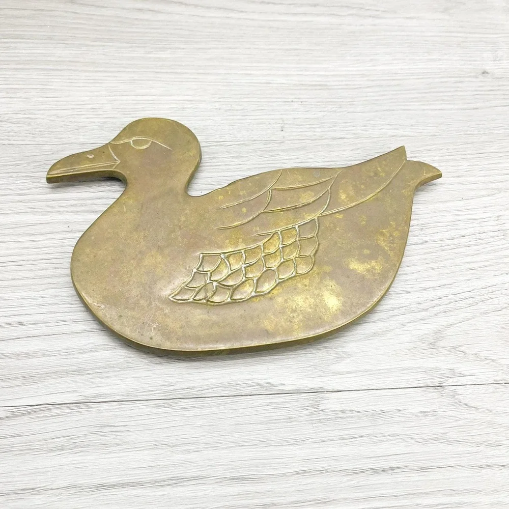 Vintage Brass Duck Trivet: Retro‎ Nautical Decor